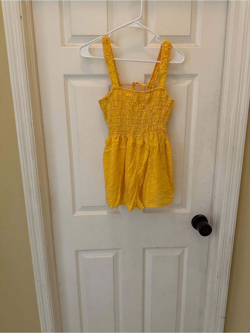 Yellow Smocked Polka Dot Romper